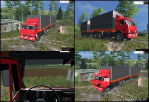 Мод "КамАЗ 53212 (Red) & Trailer GKB v2.0" для Farming Simulator 2015