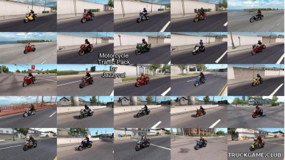 Мод "Motorcycle traffic pack by Jazzycat v5.1" для American Truck Simulator