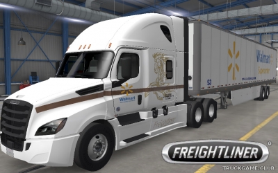 Мод "Freightliner Cascadia & Trailer Walmart Skin" для American Truck Simulator