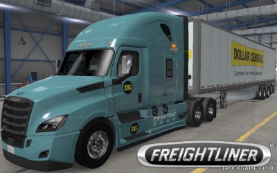 Мод "Freightliner Cascadia & Trailer Dollar General Skin" для American Truck Simulator