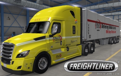 Мод "Freightliner Cascadia & Trailer D & E Skin" для American Truck Simulator