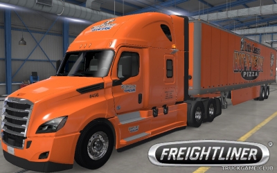 Мод "Freightliner Cascadia & Trailer Little Caesars Skin" для American Truck Simulator