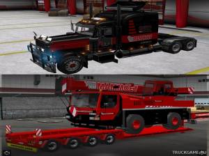 Мод "Peterbilt 389 Mammoet Skin & Trailer" для Euro Truck Simulator 2