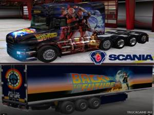 Мод "Scania T Longline Back to the Future Skin & Trailer" для Euro Truck Simulator 2