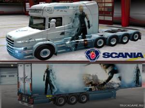Мод "Scania T-cab Final Fantasy VII Fullpack Skin & Trailer" для Euro Truck Simulator 2