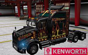 Мод "Kenworth T800 Fire Skin" для Euro Truck Simulator 2