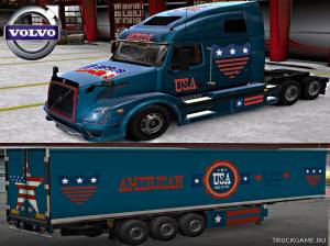 Мод "Volvo VNL 670 USA Metallic Paintjob Skin & Trailer" для Euro Truck Simulator 2