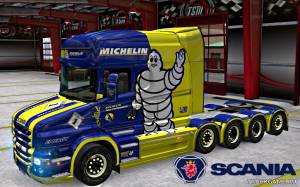 Мод "Scania T Longline Michelin Skin" для Euro Truck Simulator 2