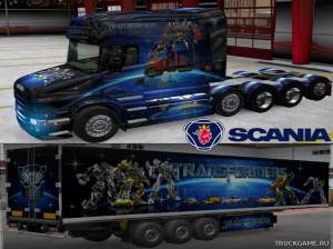 Мод "Scania T Longline Transformers Skin & Trailer" для Euro Truck Simulator 2