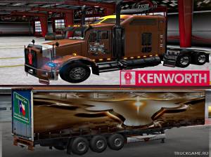 Мод "Kenworth T800 Texas LongHorns Skin & Trailer" для Euro Truck Simulator 2