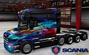 Мод "Scania T Longline Neon Skin" для Euro Truck Simulator 2