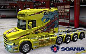 Мод "Scania T Longline Griffin to Dragon Skin" для Euro Truck Simulator 2