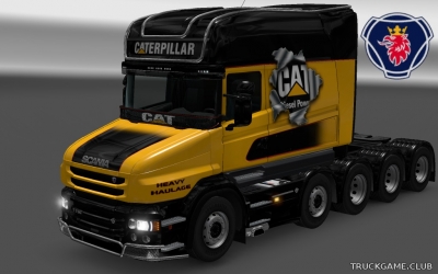 Мод "Scania T Longline CAT Skin" для Euro Truck Simulator 2