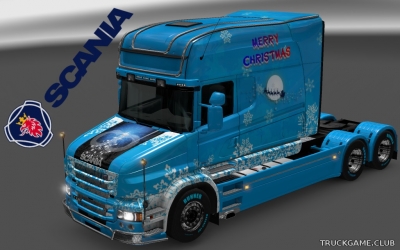 Мод "Scania T Longline Xmas Skin & Trailer" для Euro Truck Simulator 2