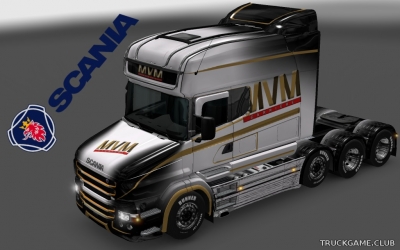 Мод "Scania T Longline MVM Skin & Trailer" для Euro Truck Simulator 2