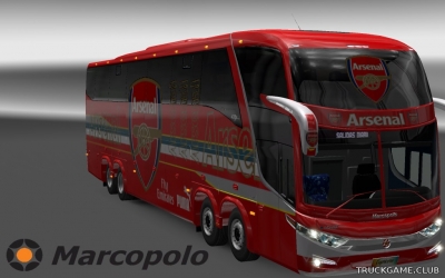 Мод "Marcopolo Paradiso G7 1600 LD 8x2 Arsenal FC Skin" для Euro Truck Simulator 2