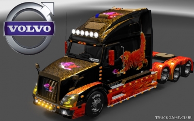 Мод "Volvo VNL 670 Burning Kitty Skin & Trailer" для Euro Truck Simulator 2