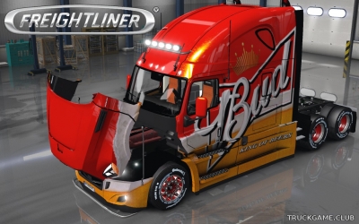 Мод "Freightliner Cascadia 2018 Budweiser Skin & Trailer" для Euro Truck Simulator 2