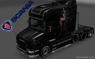 Мод "Scania T Longline Girl in Black Skin" для Euro Truck Simulator 2