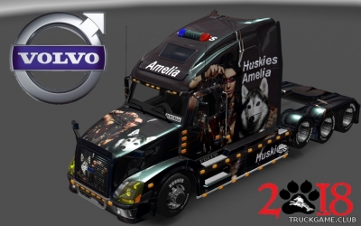 Мод "Volvo VNL 670 Huskies Amelia Skin" для Euro Truck Simulator 2