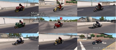 Мод "Motorcycle traffic pack by Jazzycat v1.0" для American Truck Simulator