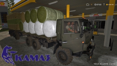 Мод "КамАЗ-4310 Платформа с прицепом v2.3" для Farming Simulator 2017