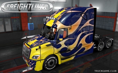 Мод "Freightliner Cascadia 2018 Burnin Style Skin & Trailer" для Euro Truck Simulator 2