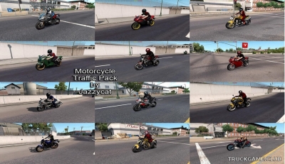 Мод "Motorcycle traffic pack by Jazzycat v1.1" для American Truck Simulator