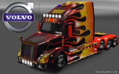 Мод "Volvo VNL 670 Flame Skin & Trailer" для Euro Truck Simulator 2