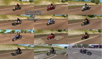 Мод "Motorcycle traffic pack by Jazzycat v1.1" для Euro Truck Simulator 2