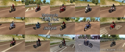 Мод "Motorcycle traffic pack by Jazzycat v1.2" для Euro Truck Simulator 2