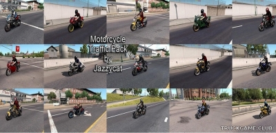 Мод "Motorcycle traffic pack by Jazzycat v1.3" для American Truck Simulator