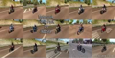 Мод "Motorcycle traffic pack by Jazzycat v1.3" для Euro Truck Simulator 2