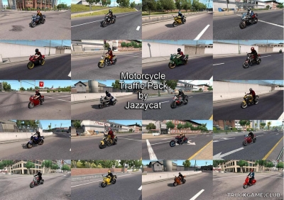 Мод "Motorcycle traffic pack by Jazzycat v1.4" для American Truck Simulator