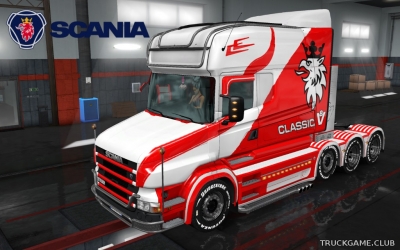 Мод "Scania T Longline Vabis Red White Skin" для Euro Truck Simulator 2