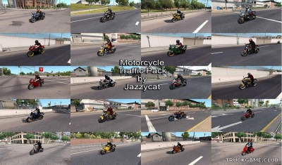 Мод "Motorcycle traffic pack by Jazzycat v1.7" для American Truck Simulator