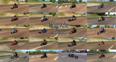 Мод "Motorcycle traffic pack by Jazzycat v1.6" для Euro Truck Simulator 2