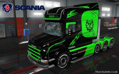 Мод "Scania T Longline Vabis Black Green Skin" для Euro Truck Simulator 2