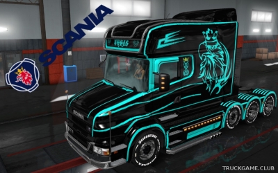 Мод "Scania T Longline Vabis Turquoise Skin" для Euro Truck Simulator 2