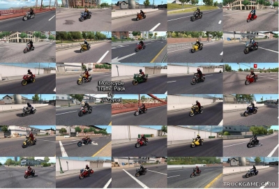 Мод "Motorcycle traffic pack by Jazzycat v1.9" для American Truck Simulator