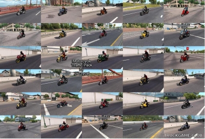 Мод "Motorcycle traffic pack by Jazzycat v2.2" для American Truck Simulator