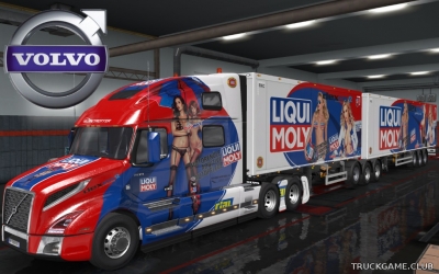 Мод "Volvo VNL 2018 & Ownership Trailer Liqui Moly Skin" для Euro Truck Simulator 2