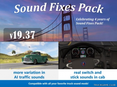 Мод "Sound Fixes Pack v19.37" для American Truck Simulator