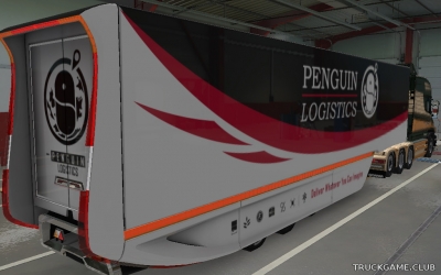 Мод "Owned Aerodynamic Trailer Penguin Logistics Skin" для Euro Truck Simulator 2
