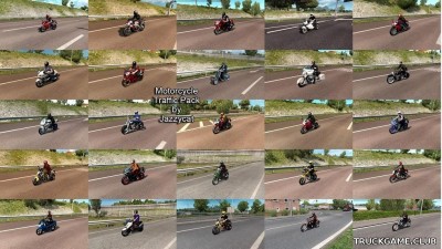 Мод "Motorcycle traffic pack by Jazzycat v5.1" для Euro Truck Simulator 2