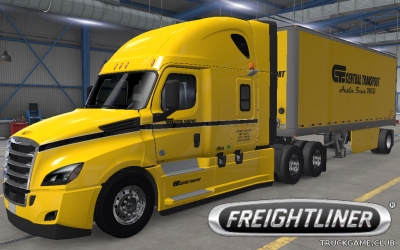 Мод "Freightliner Cascadia & Trailer Central Transport Skin" для American Truck Simulator