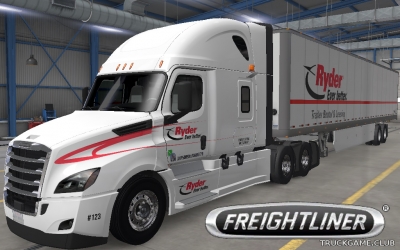 Мод "Freightliner Cascadia & Trailer Ryder Skin" для American Truck Simulator