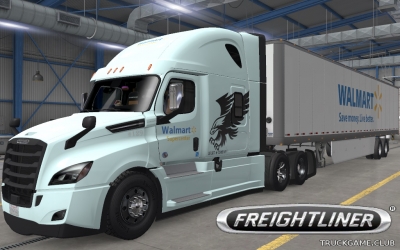 Мод "Freightliner Cascadia & Trailer Walmart Skin v2.0" для American Truck Simulator
